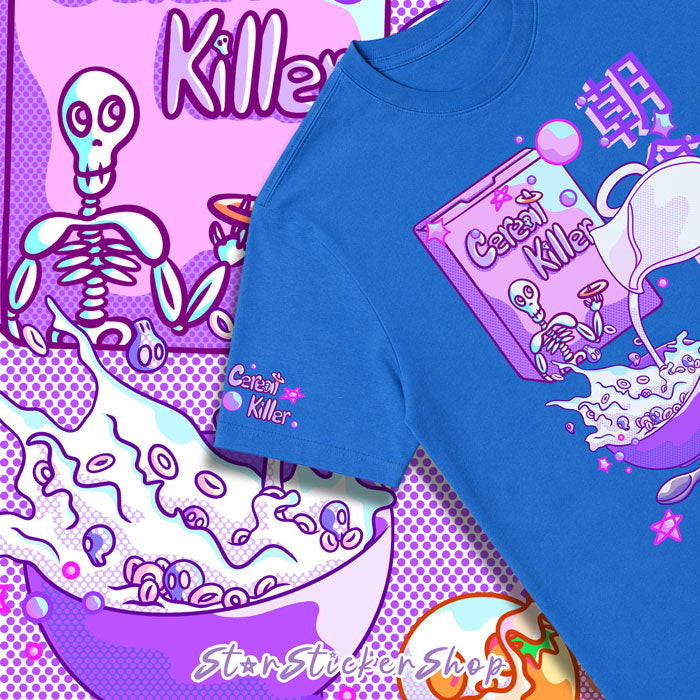 Back print detail of the Cereal Devil t-shirt featuring Japanese lettering placed in the middle back of the shirt.