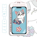 Feedline - Felines doing cat things online. Gray and White Cat Cherry blossom bed.