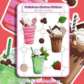 Delicious Shakes sticker sheet 3.6x5.2 strawberry chocolate mint shakes StarSticker.shop original