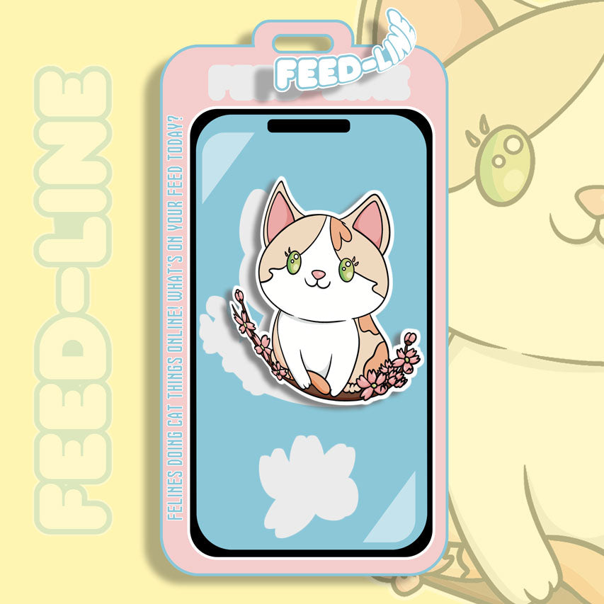 Feedline - Felines doing cat things online. Flower Tree Bed Calico Kitty.