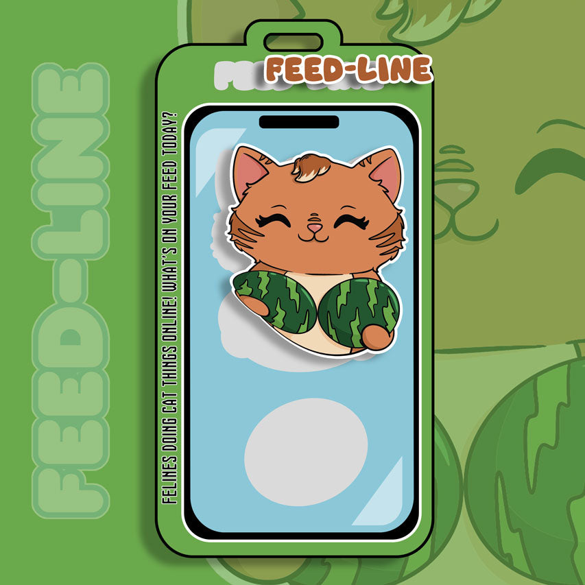 Feedline - Felines doing cat things online. Brown Cat Double Watermelon Sticker