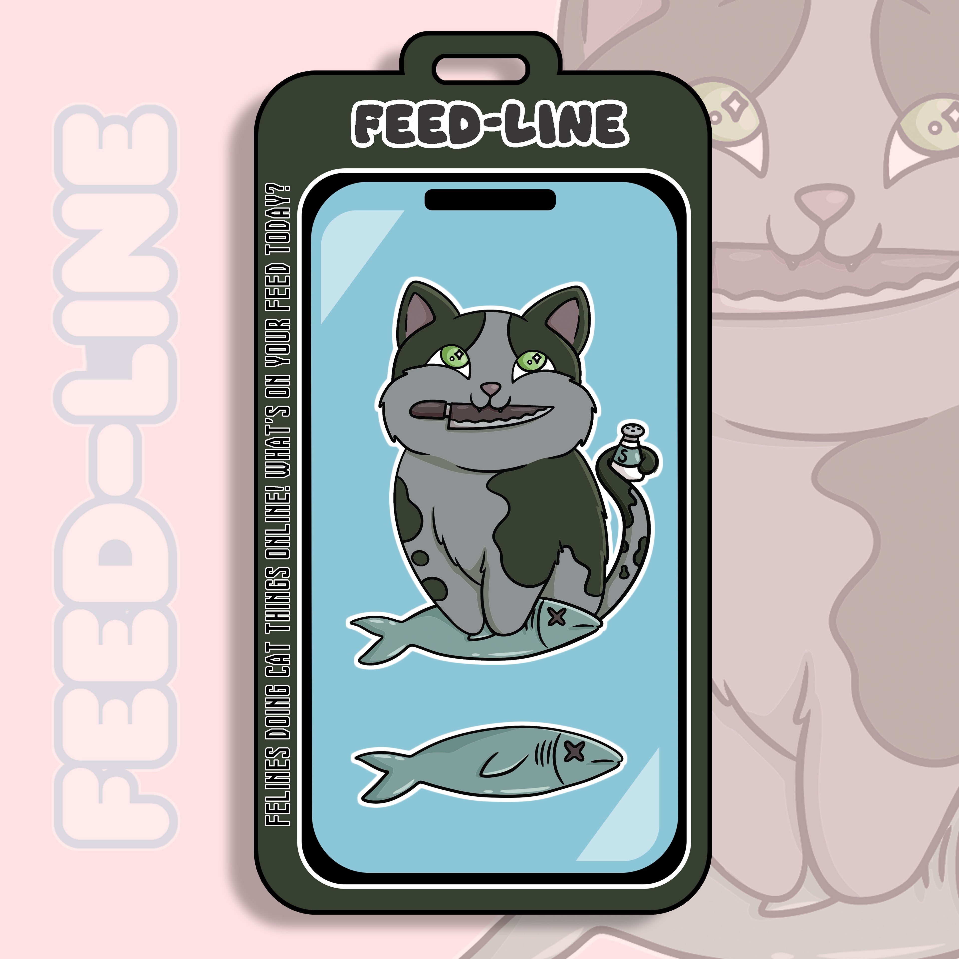 Feedline - Felines doing cat things online. Fish Black and Gray Poissonnier Kitty