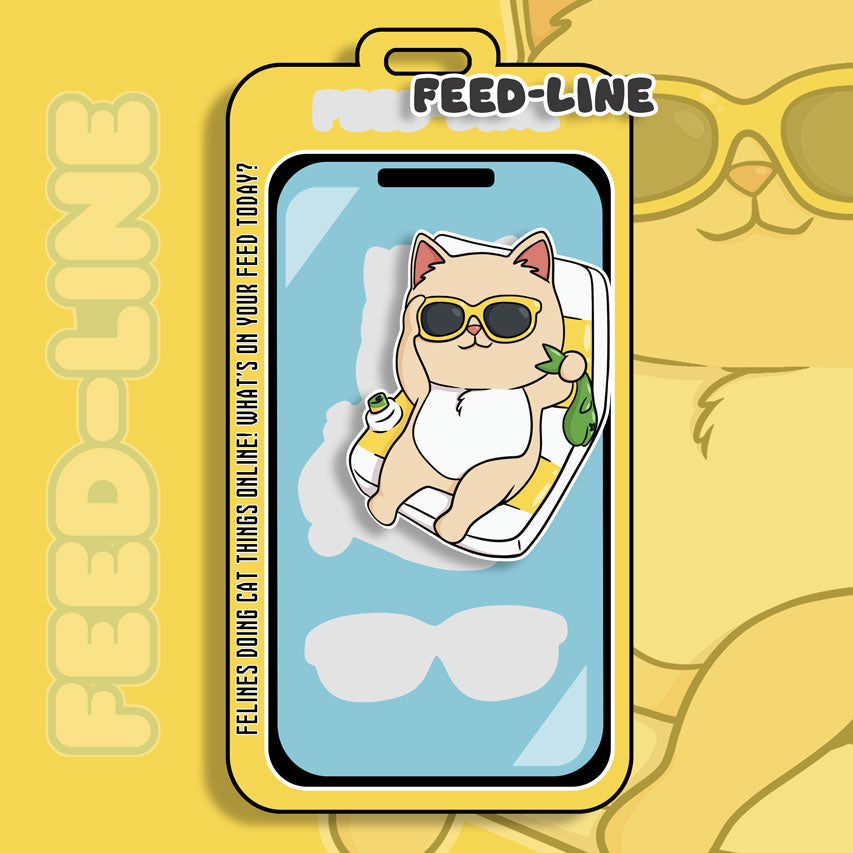 Feedline - Felines doing cat things online. Vacation, Sunglasses, And R&R Cat Relaxation Sticker