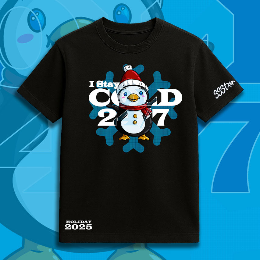 Limited Holiday 2025 Tee – “I Stay Cold 24/7” Penguin Tee