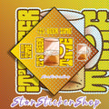 StarStickerShop original Its Beer Time diamond shape sticker sheet featuring a half-drunk beer mug with bold fun lettering and matching smaller stickers.