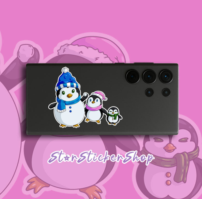 Penguin Family Winter Sticker Set – Cozy Holiday Penguin Stickers