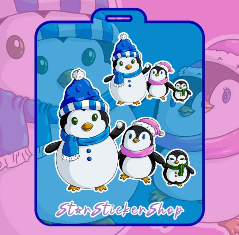 Penguin Family Winter Sticker Set – Cozy Holiday Penguin Stickers