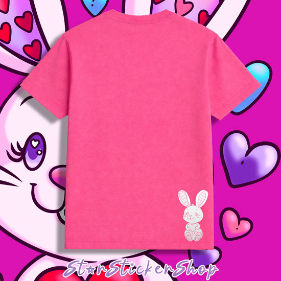 Bunny shirt with small all-white bottom-right back print