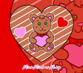 Valentine teddy bear sticker set with heart background and two mini heart stickers