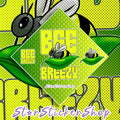 StarStickerShop original Bee Breezy diamond-shaped sticker sheet featuring a cute bee resting on a leaf with playful pun text.