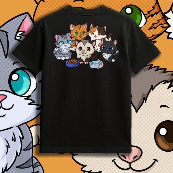 Cats & Possum Snack Squad Tee – Funny Front + Back Print Shirt