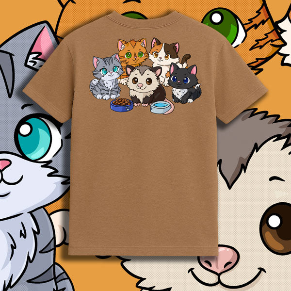 Cats & Possum Snack Squad Tee – Funny Front + Back Print Shirt