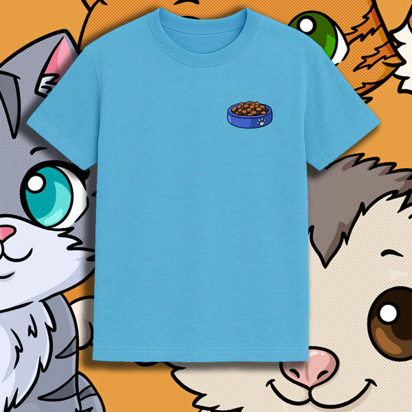 Left chest food bowl small front print cats possum tee StarSticker.shop