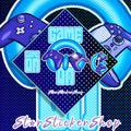 StarStickerShop original Game On diamond shape sticker sheet featuring two console controllers with bold gamer-style text and matching smaller stickers.