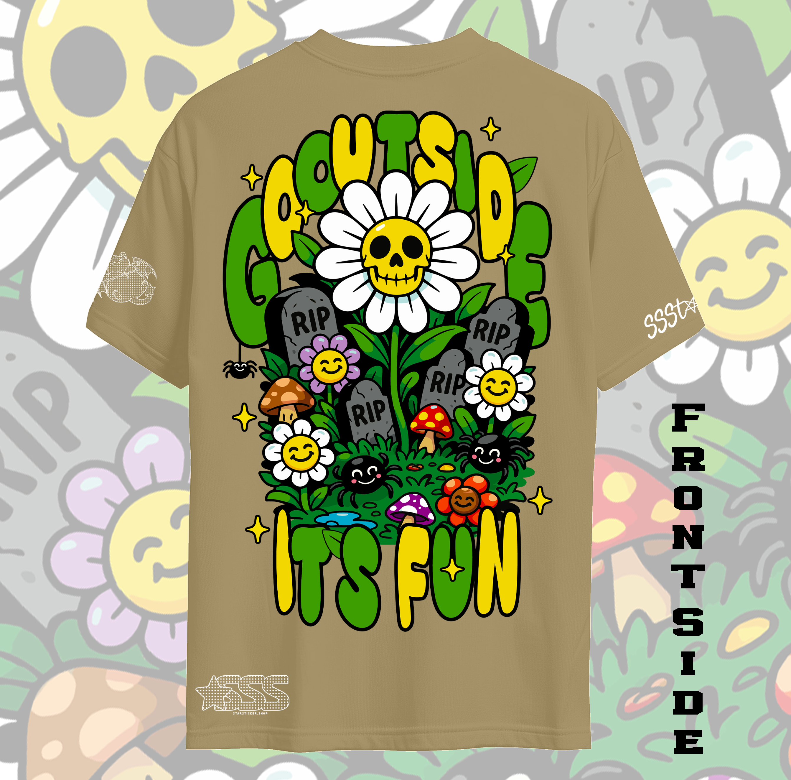 Go Outside, It’s Fun — Skull Daisy Garden Tee