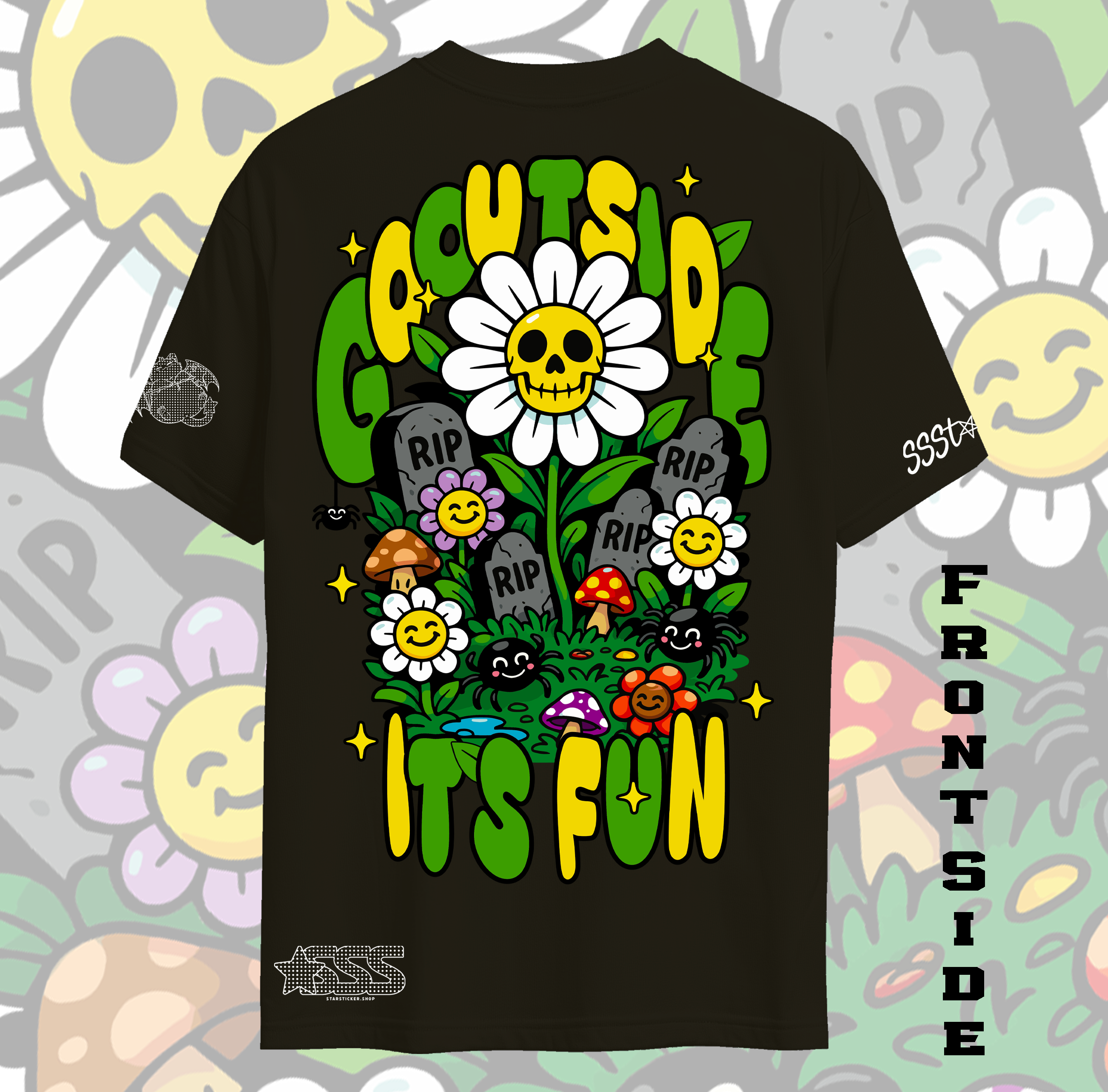 Go Outside, It’s Fun — Skull Daisy Garden Tee