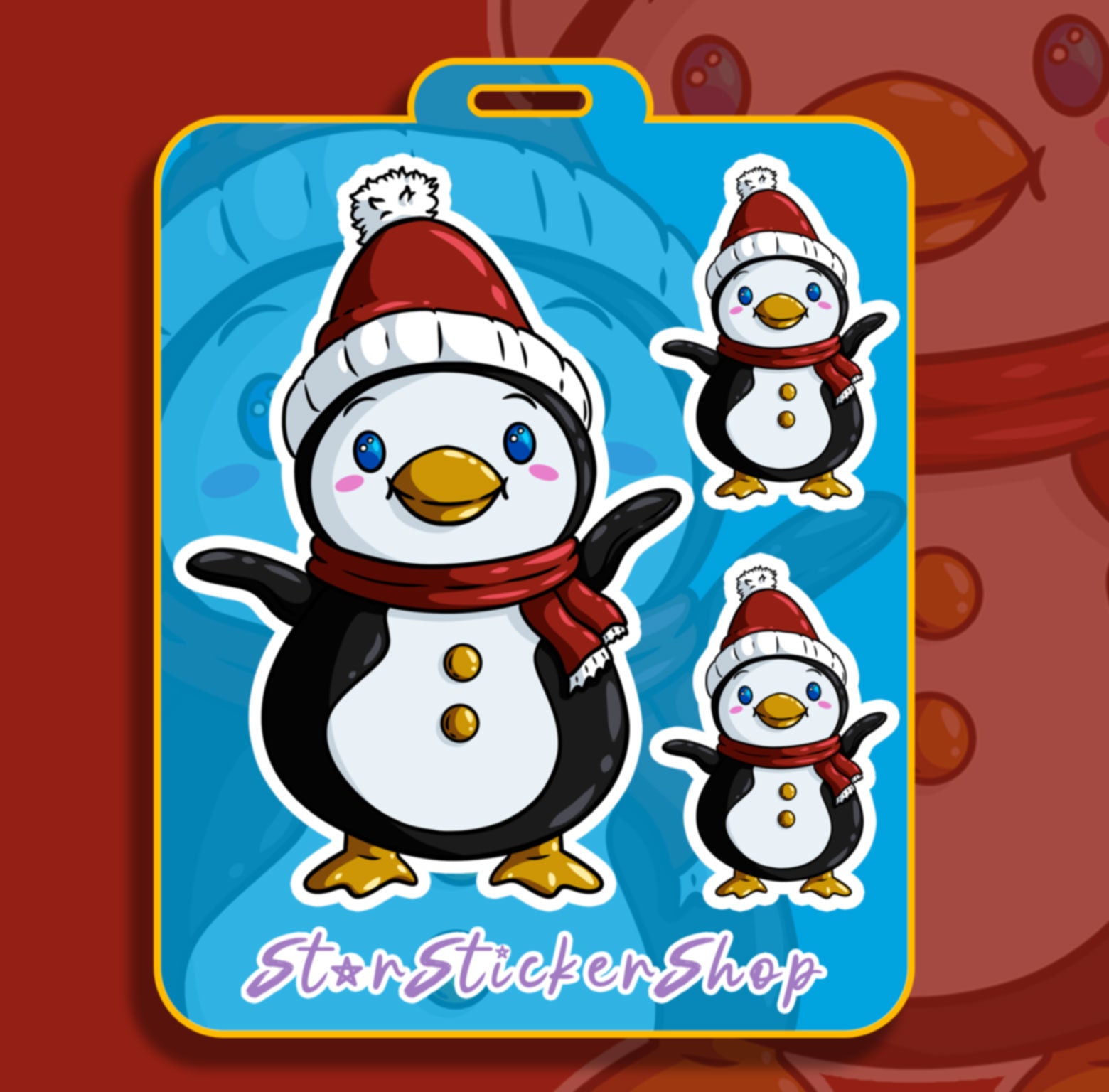 Holiday Penguin Sticker Sheet – Cozy Winter Penguin Set