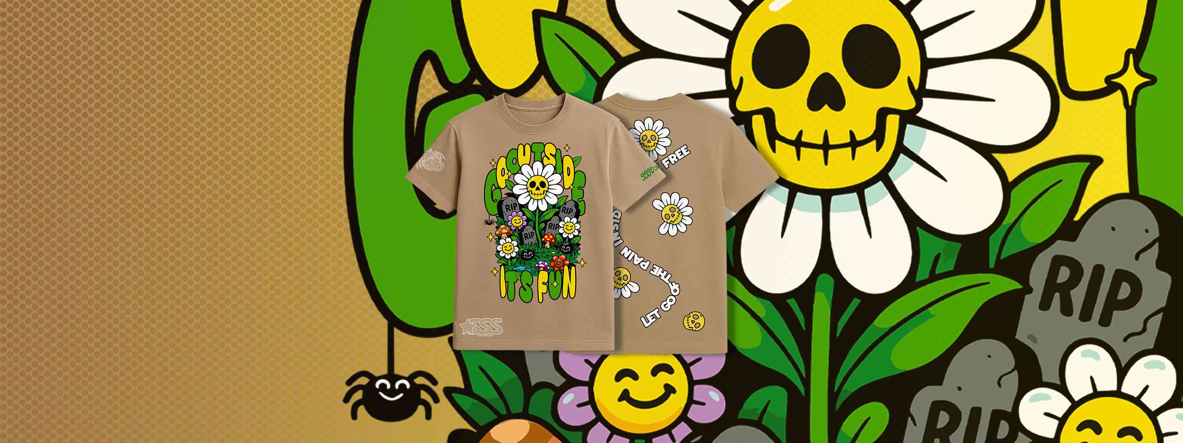 Flower Skull Stickers t shirt  dark theme funny