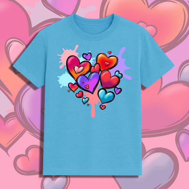 Color Splash Hearts Valentine’s Day Shirt – Cute Heart Graphic Tee