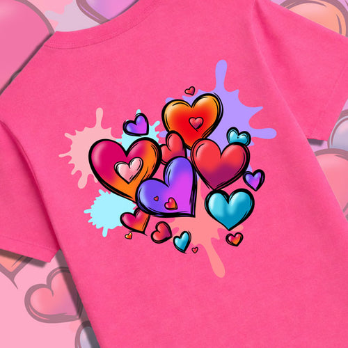 Color Splash Hearts Valentine’s Day Shirt – Cute Heart Graphic Tee