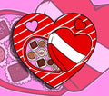 Valentine chocolate heart box sticker set with two mini heart stickers