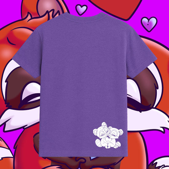Red panda Valentine shirt with small all-white bottom-right back print