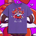 You + Me red panda Valentine shirt with two hugging red pandas and hearts