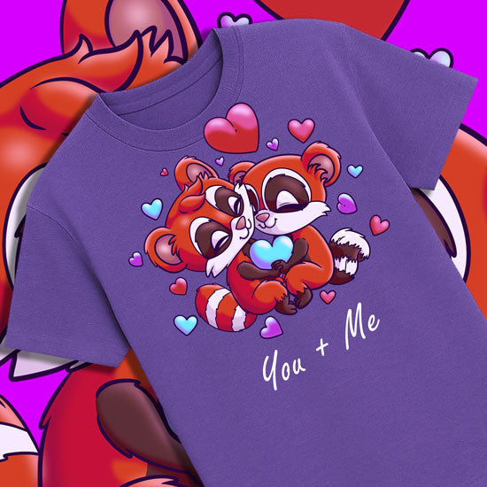 Close-up You + Me red panda couple design hand-drawn StarSticker.shop